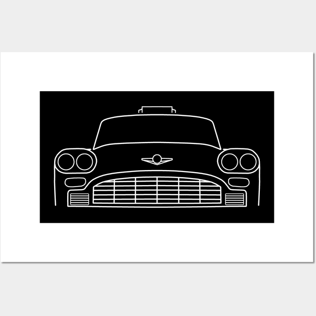 Classic old New York taxi cab white outline graphic Wall Art by soitwouldseem